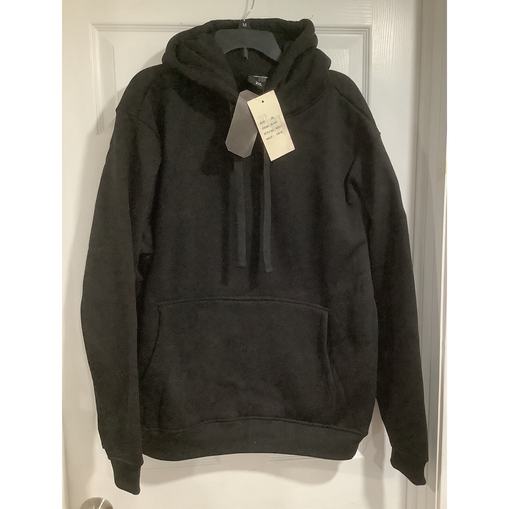 Vntg Regal Wear Men's Black Long Sleeved Pull Over Hoodie 2XL